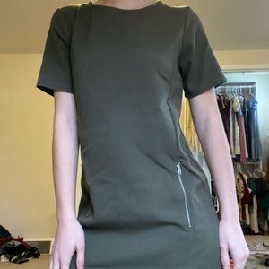 monteau olive shift dress
